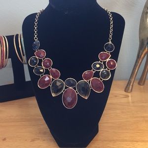 Black, Wine & Rose Statement Necklace & Earrings